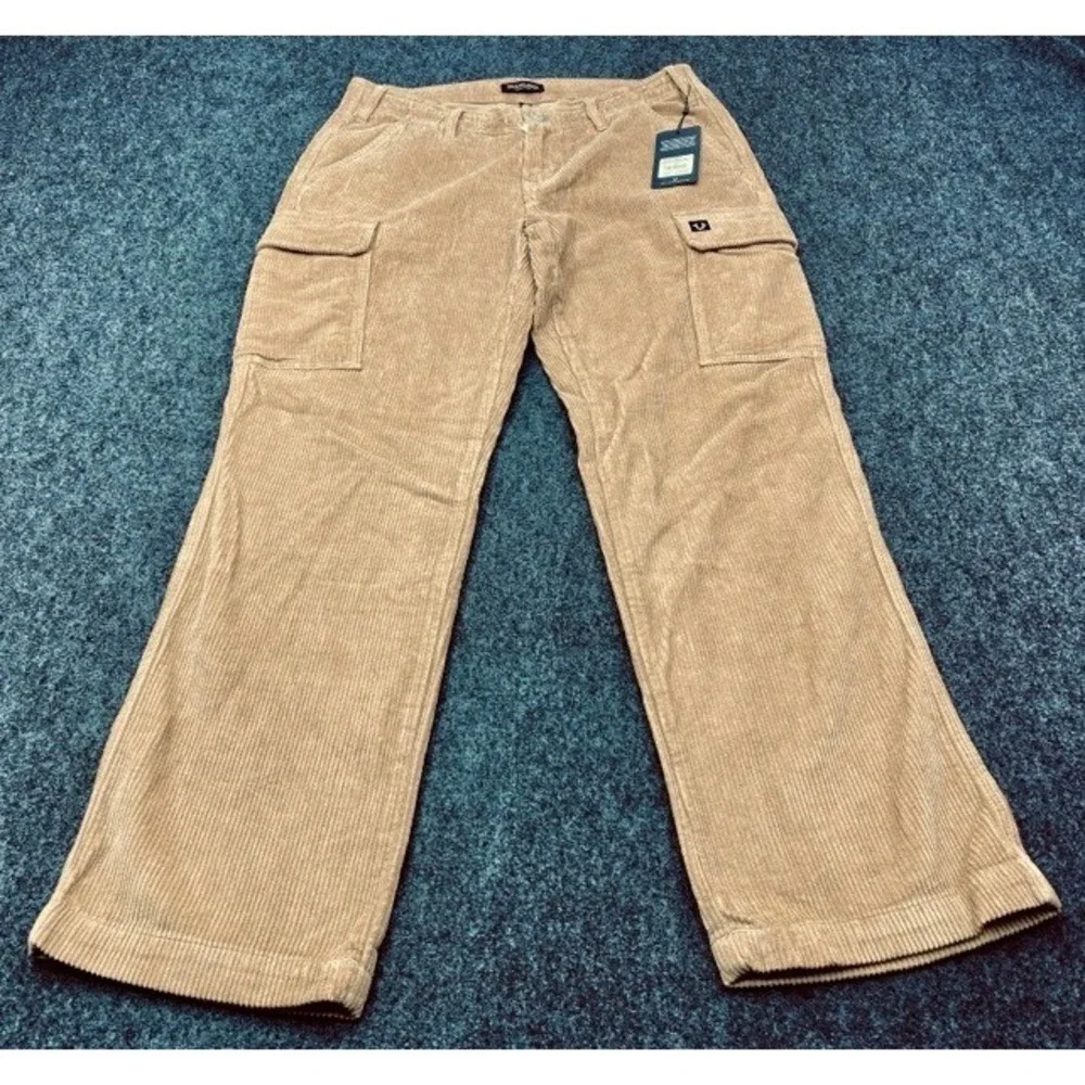 NWT True Religion Vintage Corduroy Cargo Pants Mens 30x32 Travertine Tan 10519